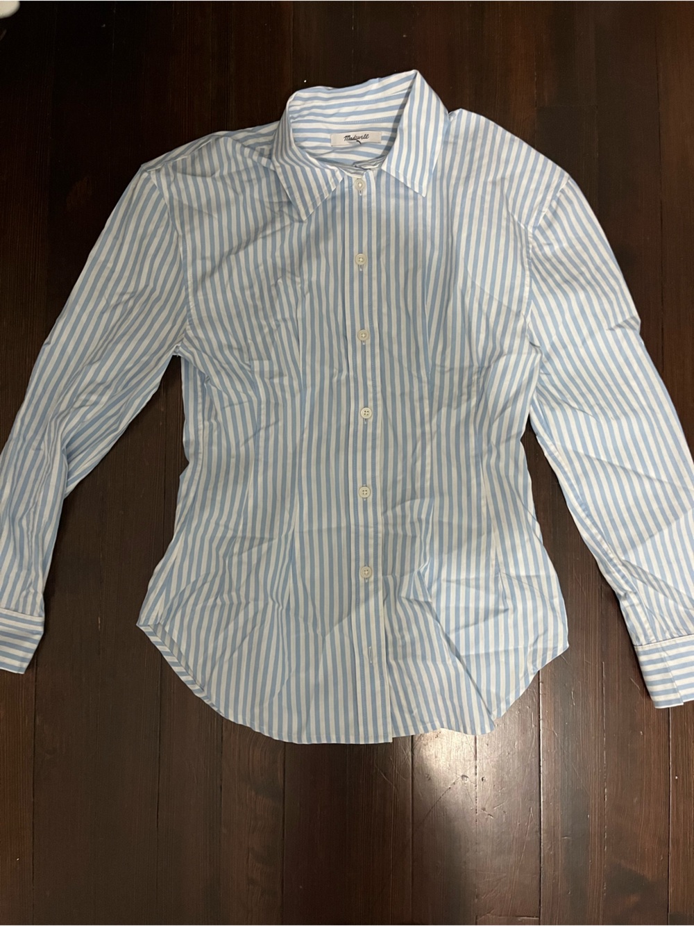 Madewell Light Blue and White Striped button down Shirt